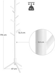 Деревянная вешалка для одежды белая 175 см цена и информация | Вешалка | kaup24.ee