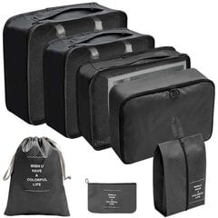 Черный органайзер для путешествий из 7 предметов цена и информация | Чемоданы, дорожные сумки | kaup24.ee