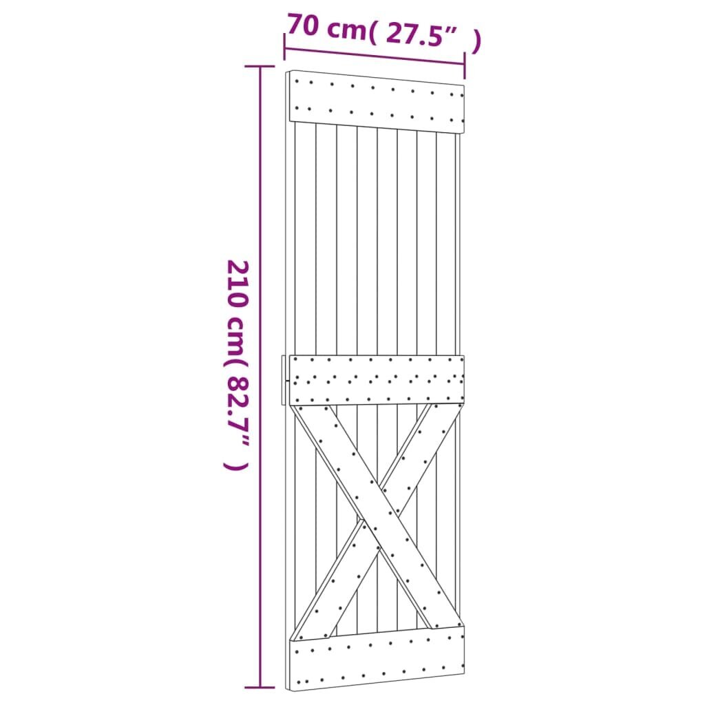 vidaXL liuguks tarvikutega, 70 x 210 cm, männipuit hind ja info | Siseuksed | kaup24.ee