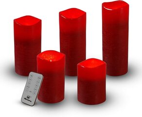 M Mirrowing светодиодные красные свечи с дистанционным управлением, 5 шт. цена и информация | Свечи, подсвечники | kaup24.ee