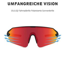 Ouliqi Поляризационные солнцезащитные очки для занятий спортом UV 400, красные цена и информация | Спортивные очки | kaup24.ee