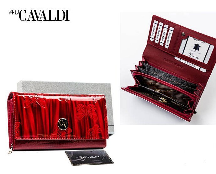 Naiste Cavaldi rahakott ehtsast nahast, punane hind ja info | Naiste rahakotid | kaup24.ee