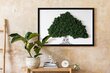 Pilt Samblaga Puu valgel taustal juurtega puu, 60x40 hind ja info | Seinapildid | kaup24.ee