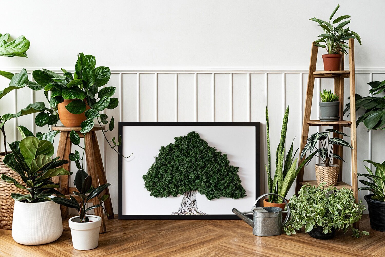 Pilt Samblaga Puu valgel taustal juurtega puu, 60x40 hind ja info | Seinapildid | kaup24.ee
