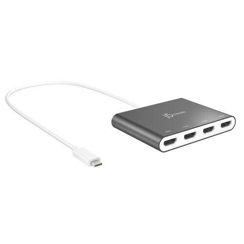 j5loo JCA366-N USB-C™ 4-pordilise HDMI™ multimonitori adapteriga, hõbedane цена и информация | USB jagajad, adapterid | kaup24.ee