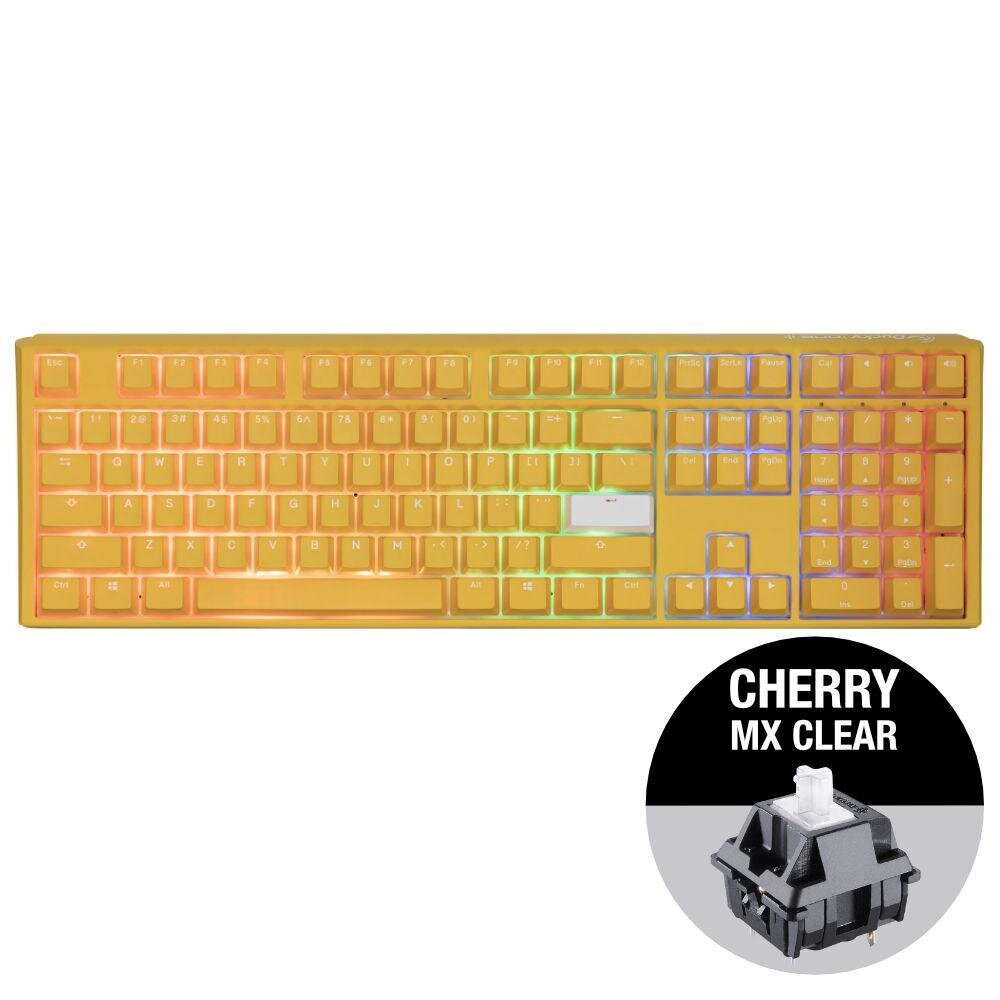 Mehaaniline klaviatuur Ducky One 3 kollane täissuuruses, Cherry MX Clear hind ja info | Klaviatuurid | kaup24.ee