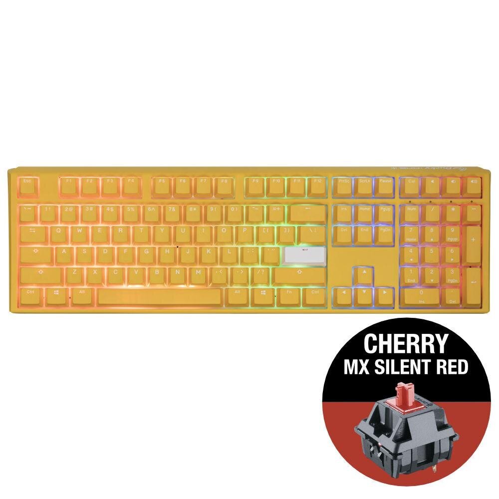 Mehaaniline klaviatuur Ducky One 3, kollane täissuuruses, Cherry MX Silent Red цена и информация | Klaviatuurid | kaup24.ee