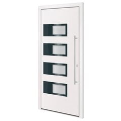 vidaXL välisuks, valge, 100 x 210 cm, alumiinium ja PVC цена и информация | Уличные двери | kaup24.ee
