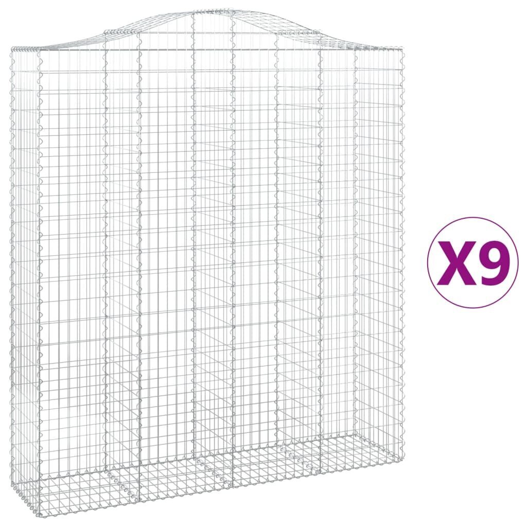 vidaXL kaarekujulised gabioonkorvid 9 tk, 200x50x220/240 cm, raud hind ja info | Lillekastid | kaup24.ee