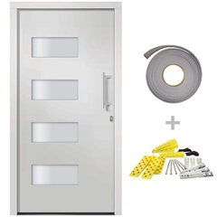 vidaXL välisuks, alumiinium ja PVC, valge, 110 x 210 cm цена и информация | Уличные двери | kaup24.ee
