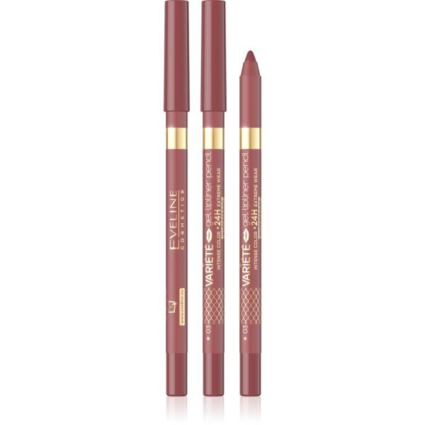 Huulepliiats veekindel Eveline Cosmetics Variete Gel Lipliner, dusty rose 03 hind ja info | Huulepulgad, -läiked, -palsamid, vaseliin | kaup24.ee