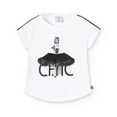 Детская футболка Boboli, белый/черный цена и информация | Рубашки для девочек | kaup24.ee