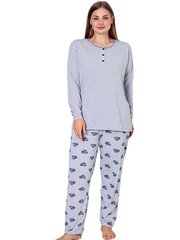 Серая хлопковая пижама с длинными рукавами P1112-PI-48/50 цена и информация | Женские пижамы, ночнушки | kaup24.ee