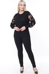 Элегантная черная блузка с необычными рукавами F4064-46 цена и информация | Женские блузки, рубашки | kaup24.ee