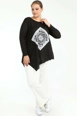 Черная блузка с длинными рукавами с орнаментом Z404-JU-44/46 цена и информация | Женские блузки, рубашки | kaup24.ee