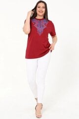 Бордовая хлопковая футболка R144-BO-46 цена и информация | Женские блузки, рубашки | kaup24.ee