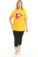 Желтая женская футболка с короткими рукавами R145-GE-46 цена и информация | Женские блузки, рубашки | kaup24.ee