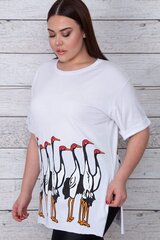 Белая хлопковая футболка с рисунком C752-BA-44 цена и информация | Женские блузки, рубашки | kaup24.ee