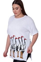 Белая хлопковая футболка с рисунком C752-BA-44 цена и информация | Женские блузки, рубашки | kaup24.ee