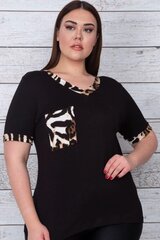 Женская черная футболка с карманом C747-44 цена и информация | Женские блузки, рубашки | kaup24.ee