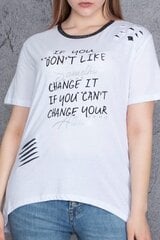 Белая футболка с надписями C763-BA-44 цена и информация | Женские футболки | kaup24.ee