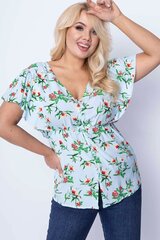 Блуза на пуговицах с короткими рукавами и цветочным принтом M025-40 цена и информация | Женские блузки, рубашки | kaup24.ee