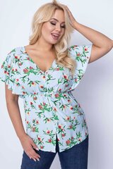 Блуза на пуговицах с короткими рукавами и цветочным принтом M025-40 цена и информация | Женские блузки, рубашки | kaup24.ee