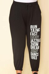 Черные тренировочные брюки с надписями C694-42 цена и информация | Женские брюки | kaup24.ee