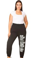 Черные тренировочные брюки с надписями C694-42 цена и информация | Штаны женские | kaup24.ee