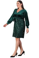 Зеленое бархатное платье с чешуей T1329-44/46 цена и информация | Платья | kaup24.ee