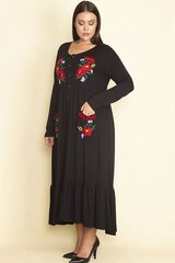 Длинное черное платье с вышитой аппликацией C1810-42 цена и информация | Платья | kaup24.ee