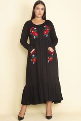 Длинное черное платье с вышитой аппликацией C1810-42 цена и информация | Платья | kaup24.ee