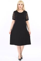 Черное вискозное платье с кружевными рукавами F901-40/42 цена и информация | Платье | kaup24.ee