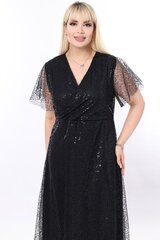 Платье-миди с блестками и завязками, черно-серебряное цена и информация | Платья | kaup24.ee