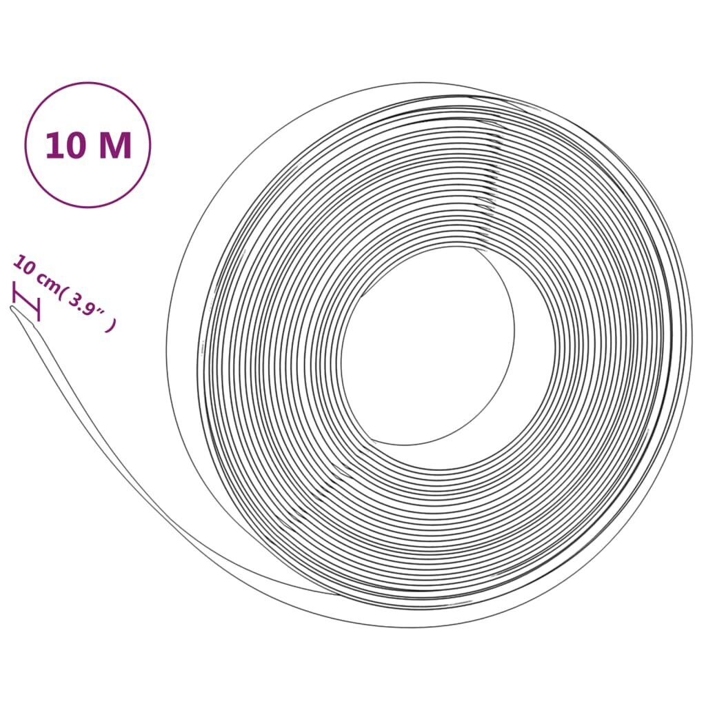 vidaXL aiapiirded 2 tk, must, 10 m, 10 cm, polüetüleen цена и информация | Aiad ja tarvikud | kaup24.ee