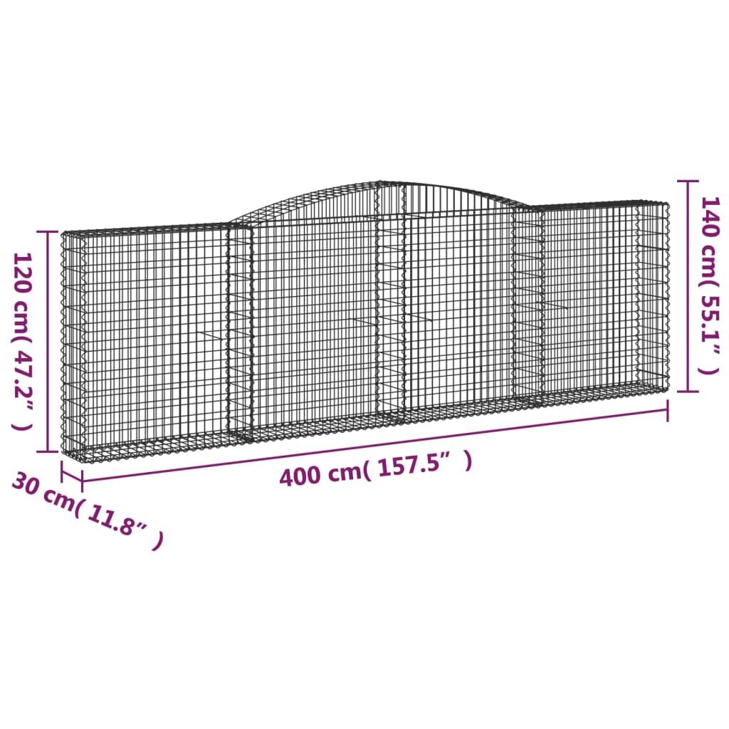 vidaXL kaarekujulised gabioonkorvid 20 tk, 400x30x120/140 cm, raud hind ja info | Istutus- ja turbapotid | kaup24.ee