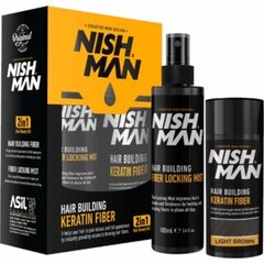 Набор для волос Nishman Hair Building Keratin Fiber Light Brown, для наращивания и густоты волос, 20 г + 100 мл цена и информация | Средства для укладки волос | kaup24.ee