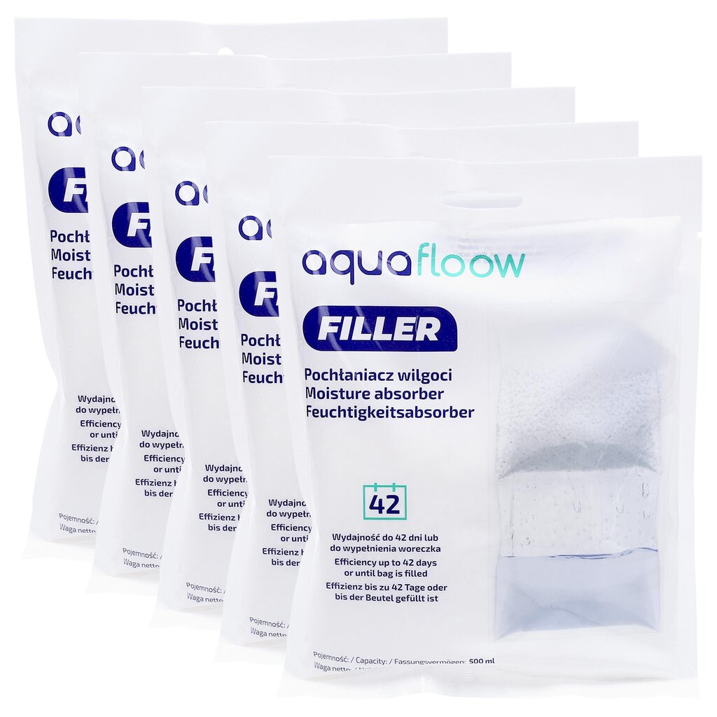 5x AquaFloow Refiller niiskuseabsorber 500 ml koos riputusklambriga - lõhnavaba цена и информация | Õhukuivatid | kaup24.ee