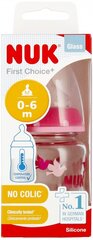 Стеклянная бутылочка Nuk First Choise+, 0-6 месяцев, 120 мл цена и информация | Бутылочки и аксессуары | kaup24.ee