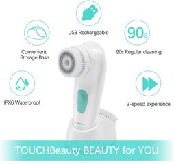 Elektriline massöör TOUCHBeauty, 360° pöörlemine, 2 reguleeritavat kiirust, veekindel IPX6, USB laadimine цена и информация | Массажеры для лица, инструменты для чистки лица | kaup24.ee