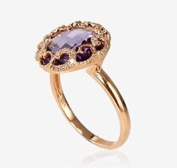 Punasest kullast sõrmus naistele Diamond Sky "Henry", proov 585, DS00G432 hind ja info | Sõrmused | kaup24.ee