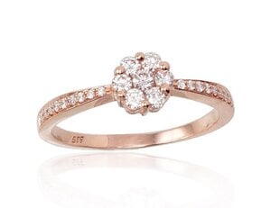 Punasest kullast sõrmus naistele Diamond Sky "Diamond Flower III", proov 585, DS01G010 hind ja info | Sõrmused | kaup24.ee