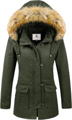 Женская теплая ветрозащитная куртка-парка Uoiuxc, зеленая цена и информация | Женские куртки | kaup24.ee