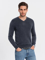 Мужской стираный свитер с v-образным вырезом - темно-синий v2 om-swos-0108 124552-7 цена и информация | Мужские свитера | kaup24.ee
