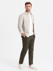 Мужские брюки чинос классического кроя с тонкой текстурой — темно-оливковый v4 om-pacp-0190 124479-7 цена и информация | Мужские брюки | kaup24.ee