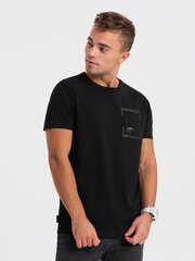 мужская хлопковая футболка с карманом - черная v1 om-tspt-0154 124343-7 цена и информация | Meeste T-särgid | kaup24.ee