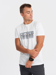 мужская футболка из хлопка с принтом - белая v1 om-tspt-0160 124271-7 цена и информация | Meeste T-särgid | kaup24.ee