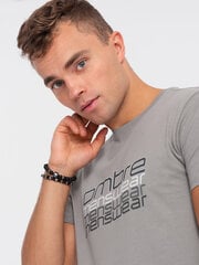 мужская футболка из хлопка с принтом - серая v2 om-tspt-0160 124270-7 цена и информация | Meeste T-särgid | kaup24.ee