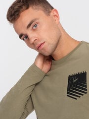 Мужская рубашка с длинным рукавом и карманом с принтом — оливковая v2 om-lspt-0118 124244-7 цена и информация | Мужские футболки | kaup24.ee