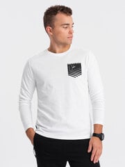 Мужская футболка с длинным рукавом и карманом с принтом — белая v1 om-lspt-0118 124242-7 цена и информация | Meeste T-särgid | kaup24.ee